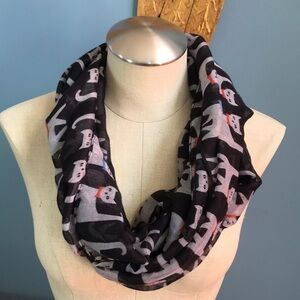 Vivian & Vincent black/cats infinity lightweight scarf crazy cat One Size